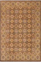 handmade Transitional Kafkaz Brown Green Hand Knotted RECTANGLE 100% WOOL area rug 9 x 11